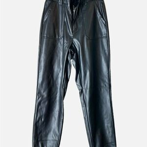 Kendall + Kylie- Black Faux Leather High waist joggers
